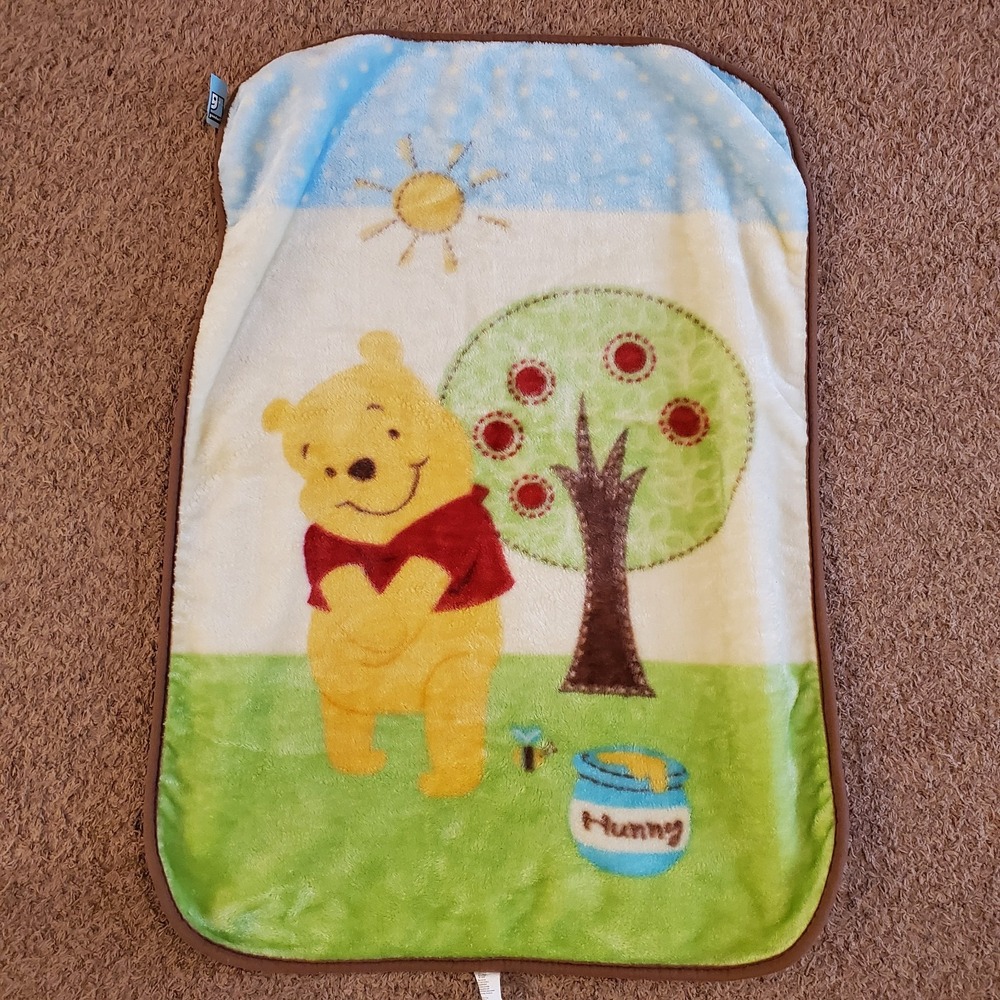 Disney Baby Winnie the Pooh Plush Blanket Throw Apple Tree Hunny Pot‎ Sun 30x45